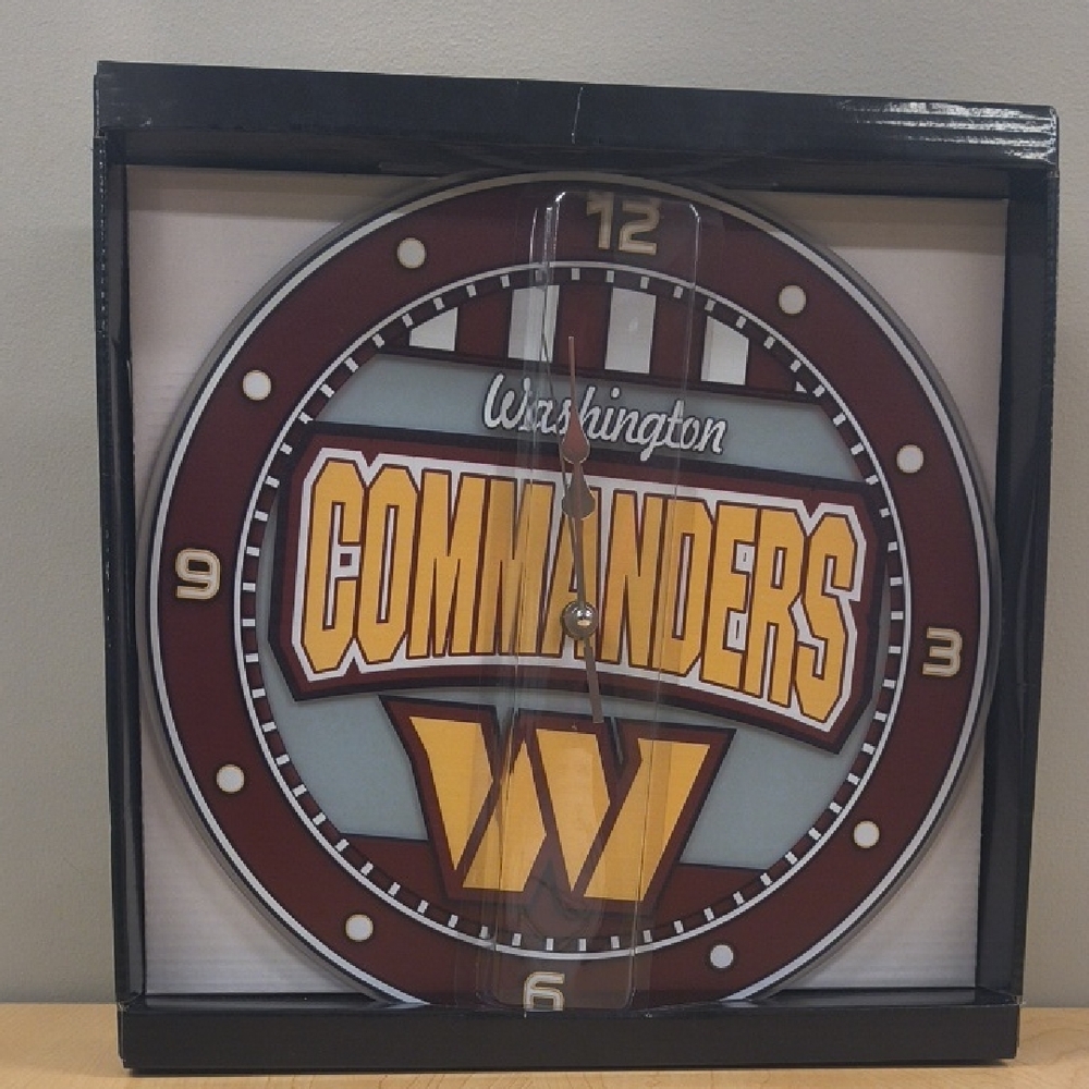 NFL Commanders Wall Clock - Burgundy and Gold